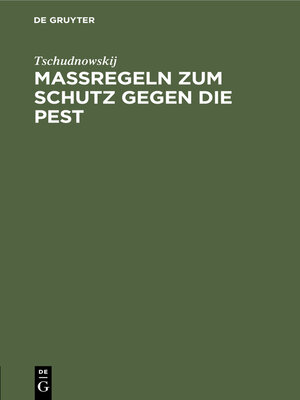 cover image of Maßregeln zum Schutz gegen die Pest